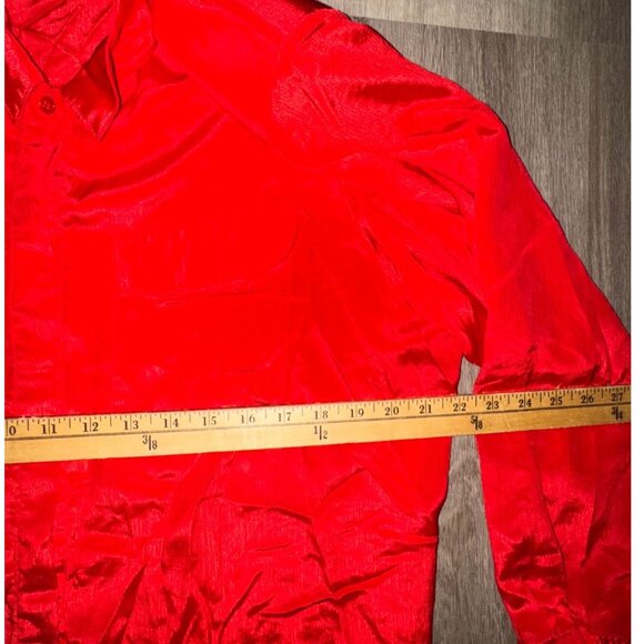 Karen Scott Red Button-Up Long Sleeve Shirt Womens Size 18 Shiny Polyester Vinta - Picture 6 of 6
